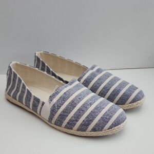 Report Blue and White Striped Espadrilles
